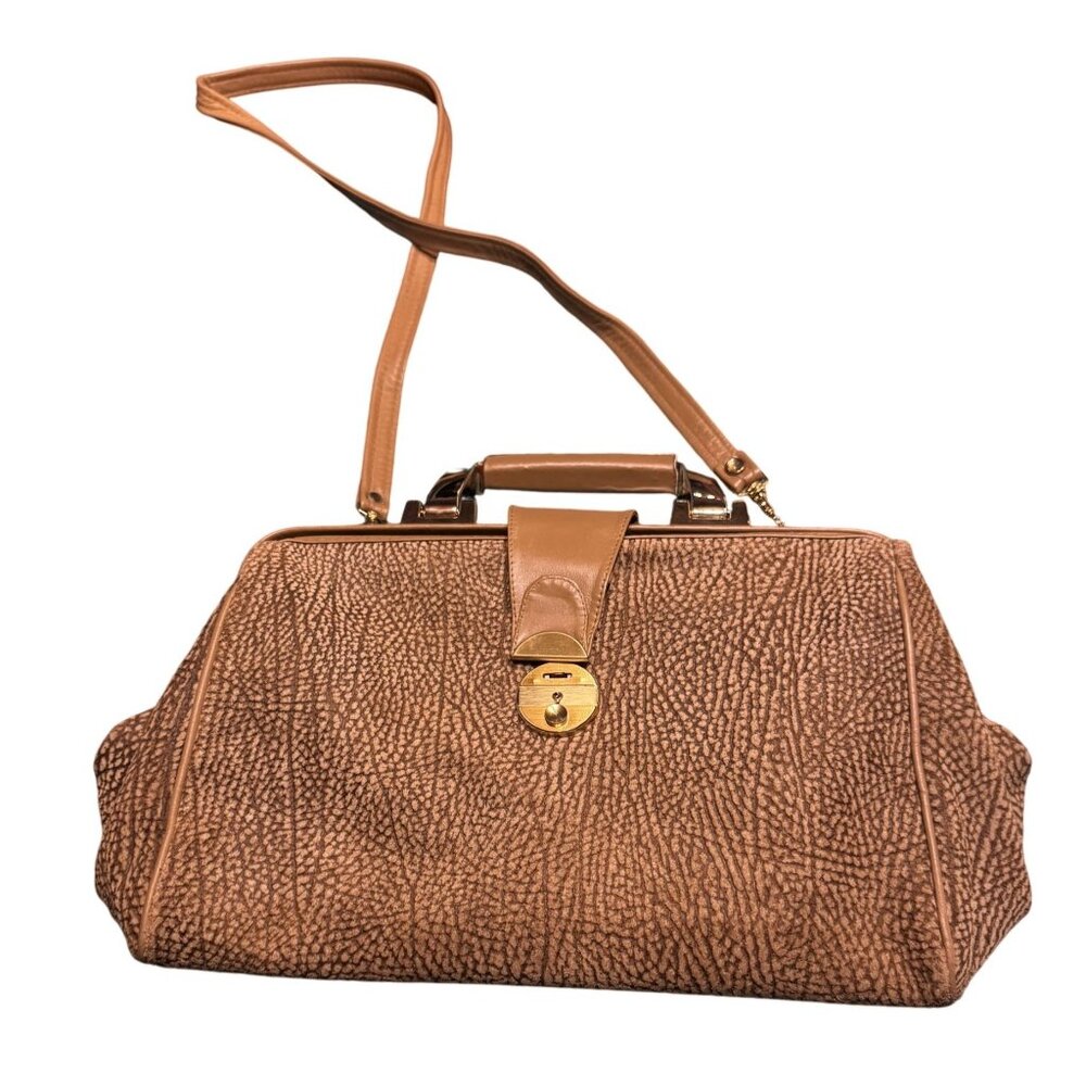 Vintage Amelia Berko Genuine Leather Dr. Bag  Gold-Tone Hardware Adjustable Stra